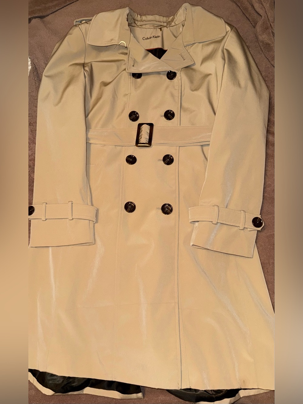 Calvin Klein Light Beige Double-Breasted Trench Coat
